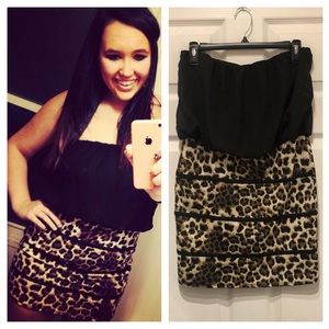 Black and cheetah party dress